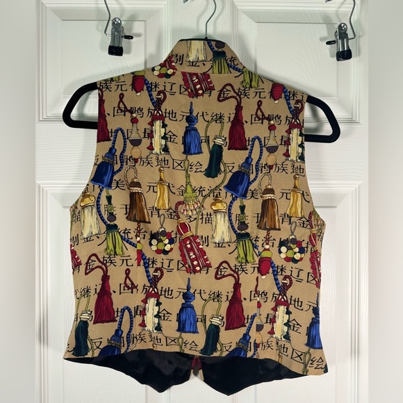 TAPP New York Novelty Zipper Vest Tassels Asian Inspired 100% Silk Size Medium - Picture 9 of 10
